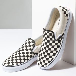 Checkerboard slip on vans